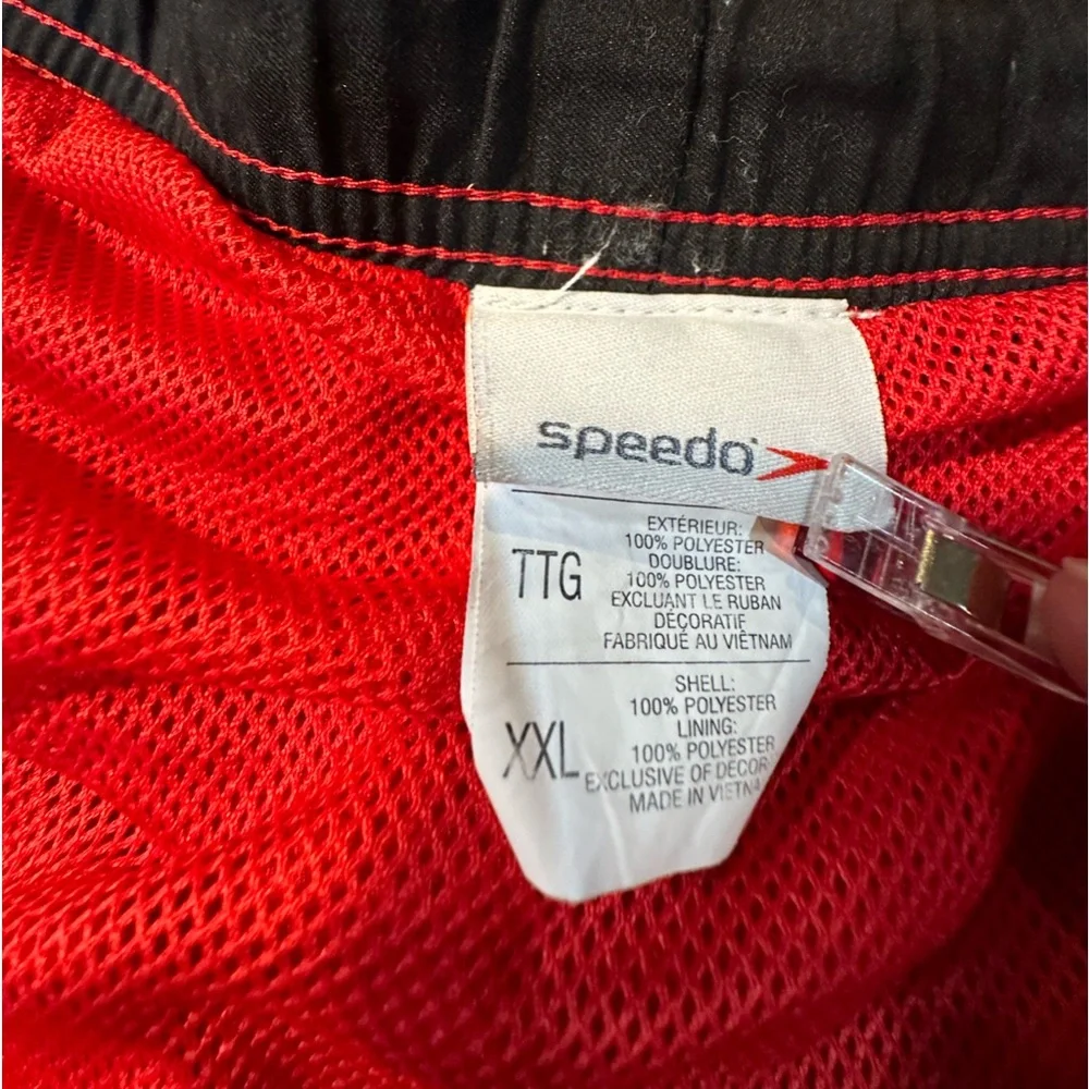 Speedo Men's XXL red Swim‎ Trunk Shorts Mesh Lined Pockets Casual